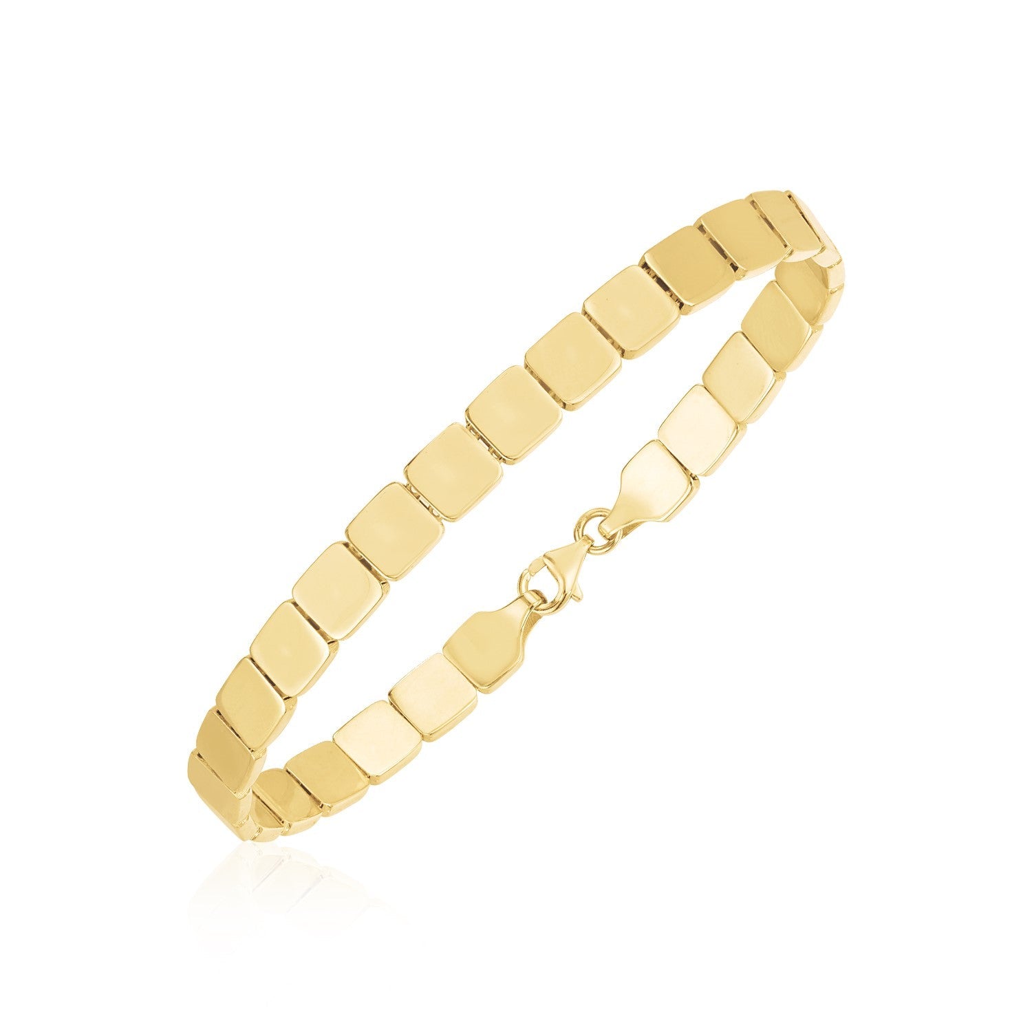 14k Yellow Gold High Polish Square Link Bracelet by Bids.com