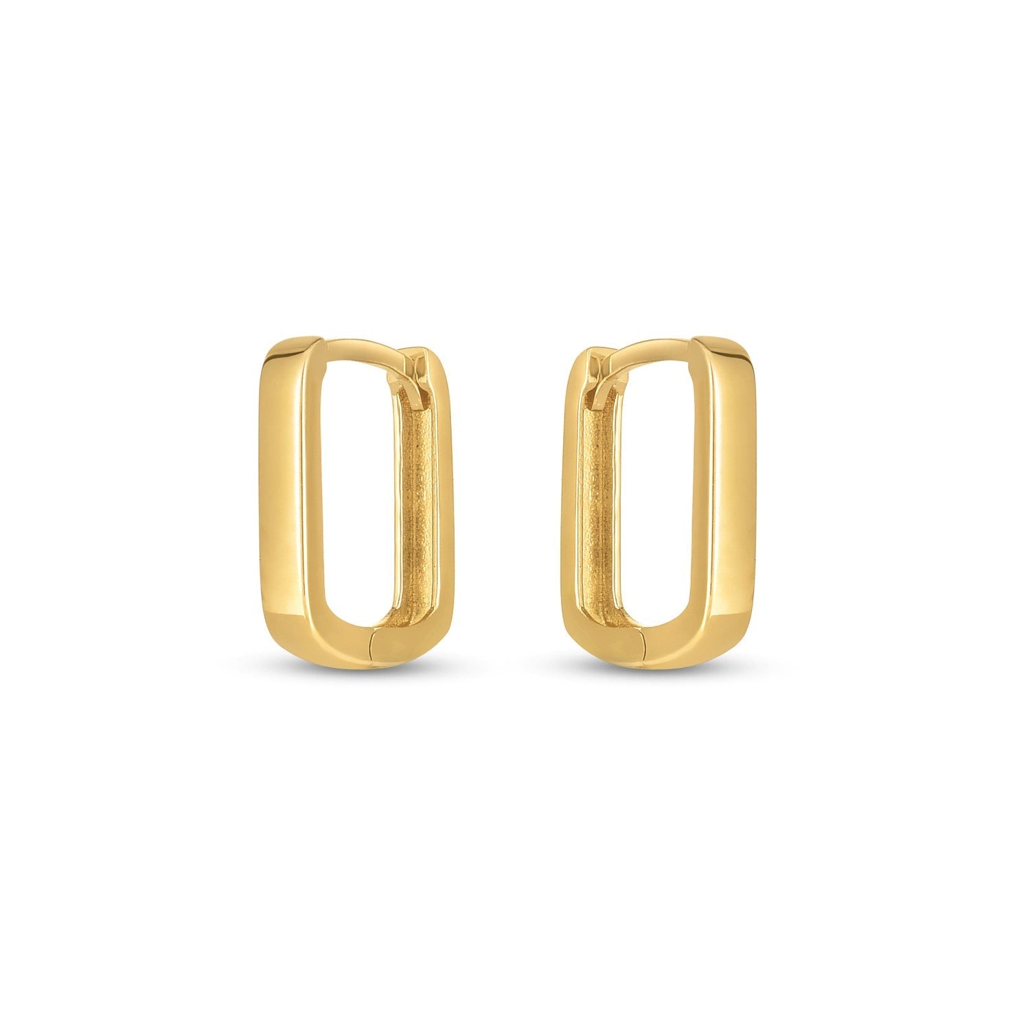 14k Yellow Gold Small Square Huggie Hoops - DestGlow