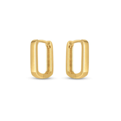 14k Yellow Gold Small Square Huggie Hoops - DestGlow