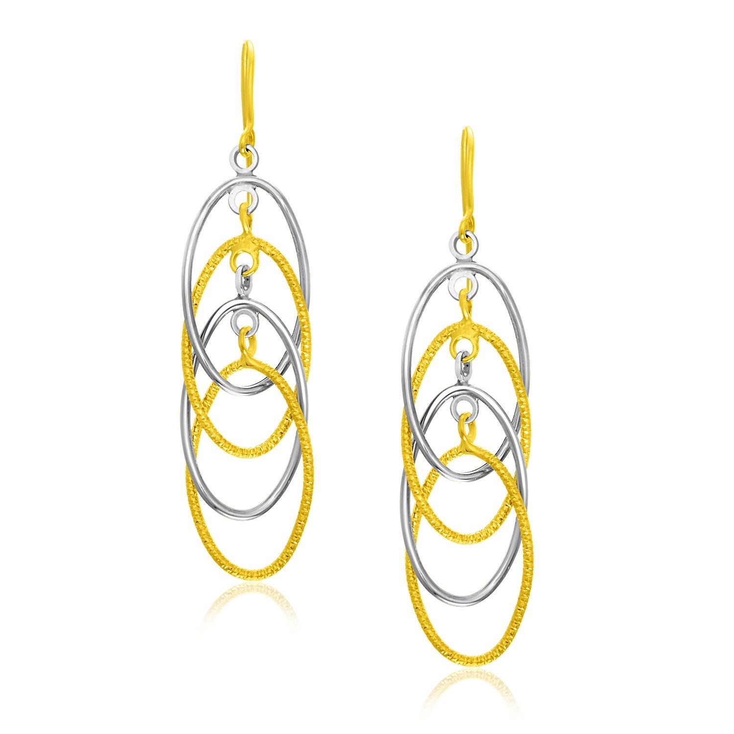 14k Two-Tone Gold Multiple Layer Interlaced Earrings by Bids.com