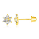 14k Yellow Gold Flower Childrens Earrings - accessories