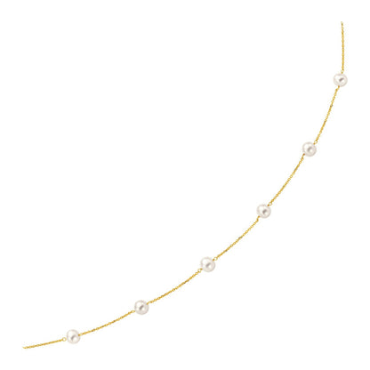 14k Yellow Gold Necklace with White Pearls by Bids.com