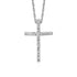 Narrow Cross Pendant with Diamonds in Sterling Silver - DestGlow