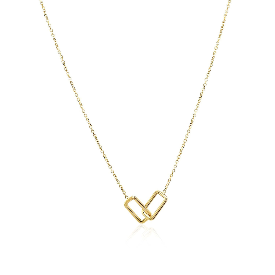14k Yellow Gold Necklace with Interlocking Petite Rectangles - DestGlow