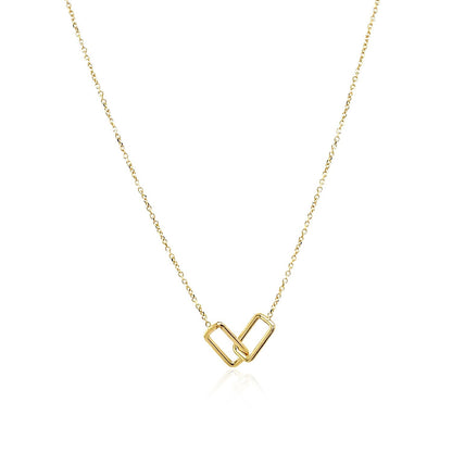 14k Yellow Gold Necklace with Interlocking Petite Rectangles - DestGlow