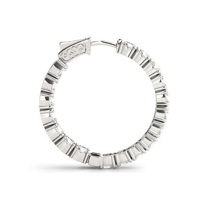 14k White Gold Two Sided Prong Set Diamond Hoop Earrings (3 1/2 cttw) by Bids.com