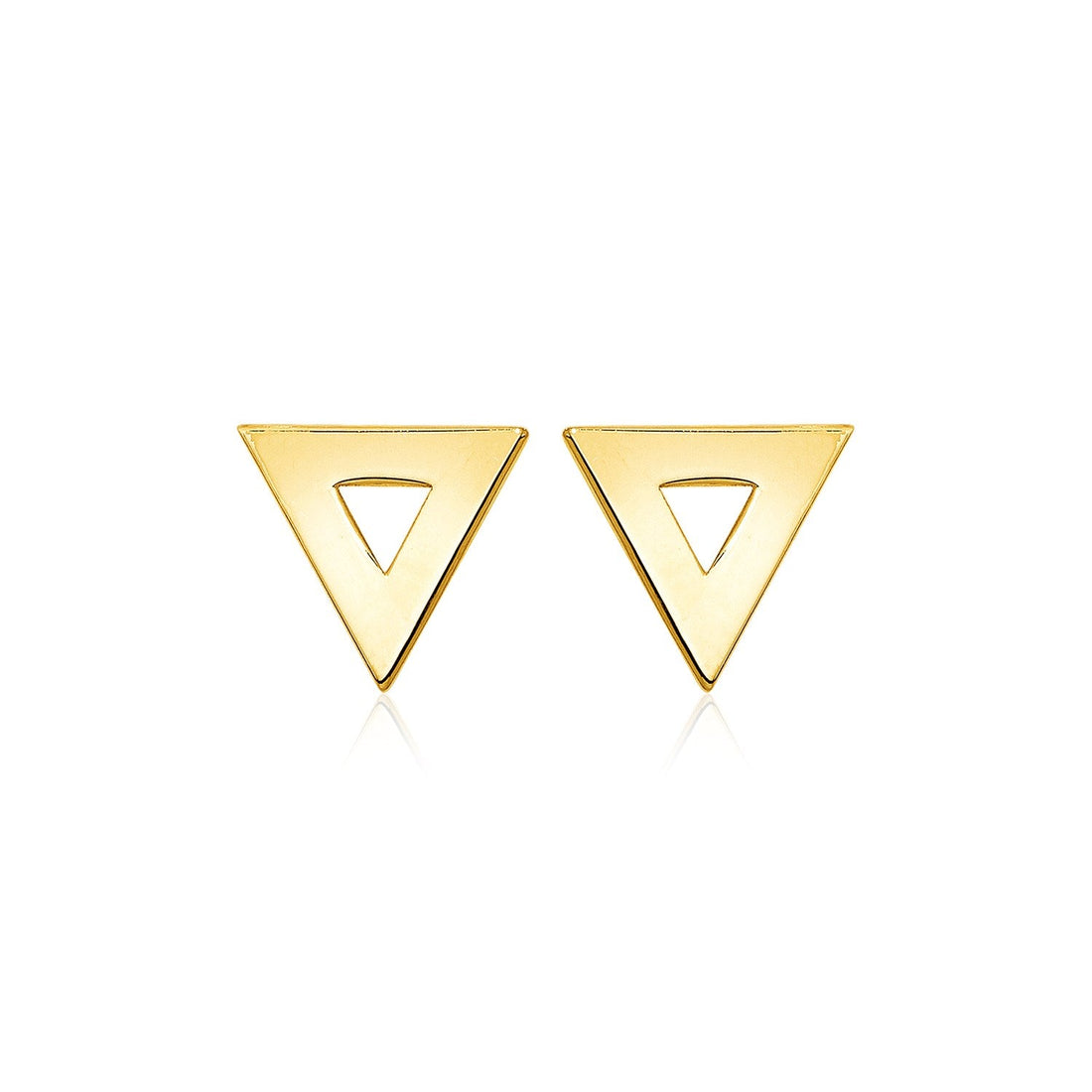 14k Yellow Gold Polished Open Triangle Post Earrings by Avera Group