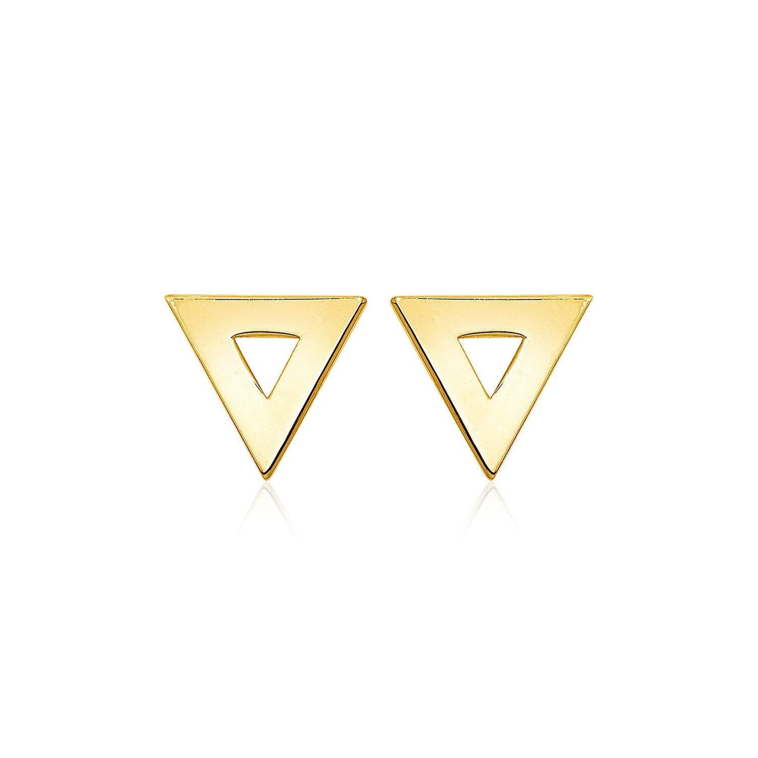 14k Yellow Gold Polished Open Triangle Post Earrings by Avera Group