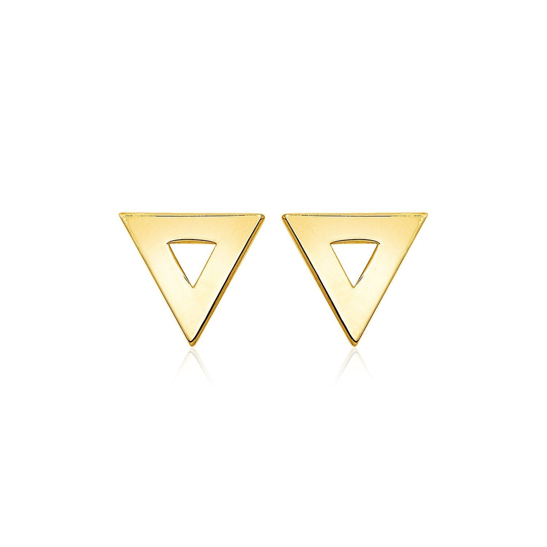 14k Yellow Gold Polished Open Triangle Post Earrings 