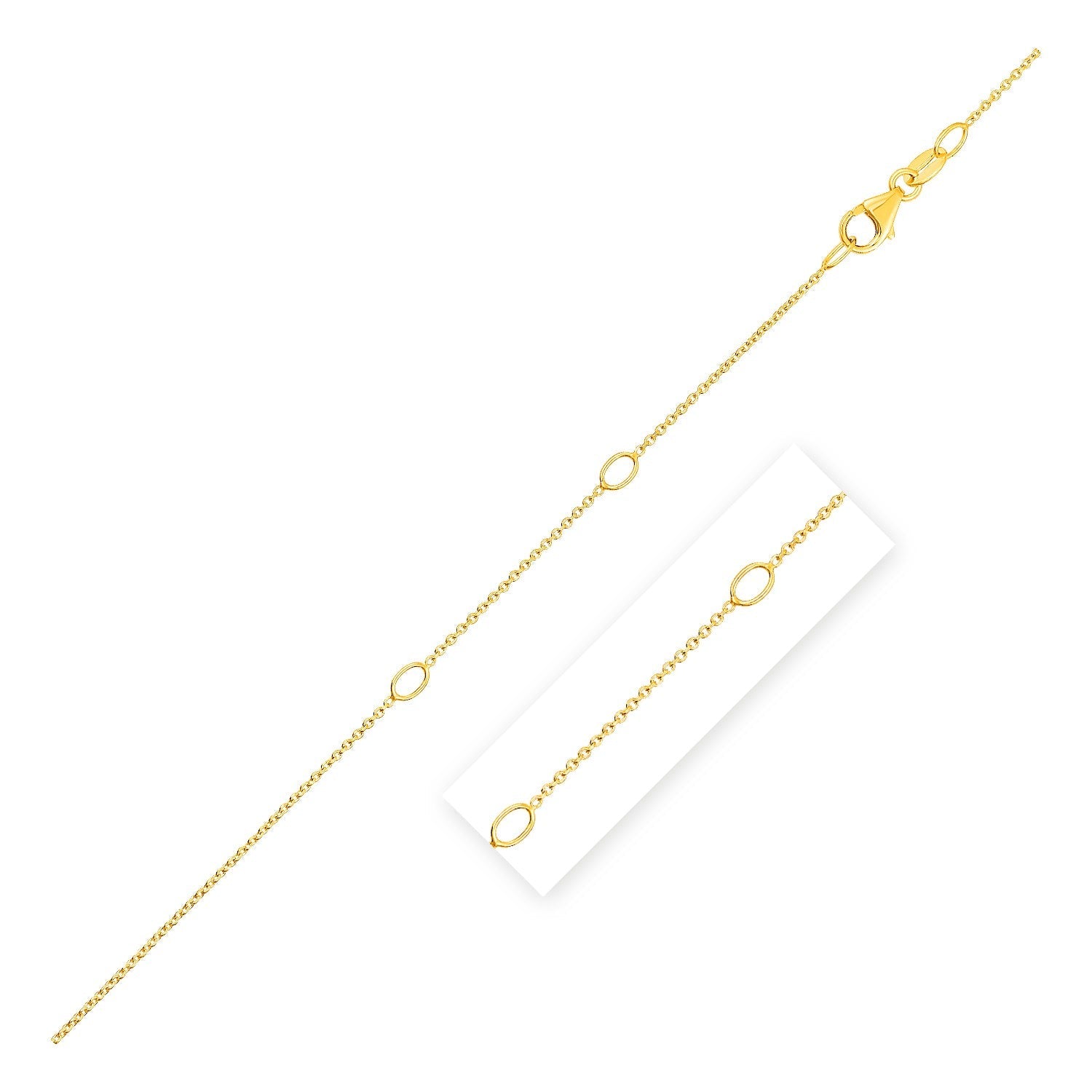 Adjustable Cable Chain in 14k Yellow Gold (0.97 mm) - DestGlow