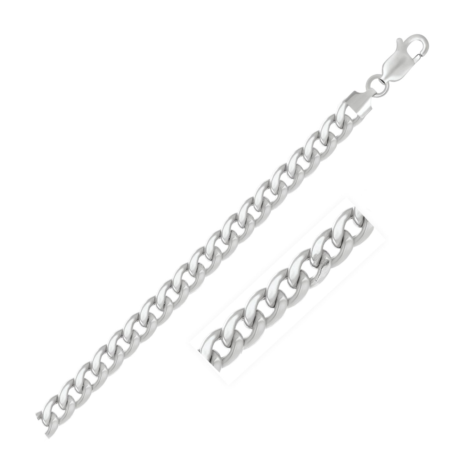 7.0mm 14K White Gold Miami Cuban Semi Solid Chain  DestGlow