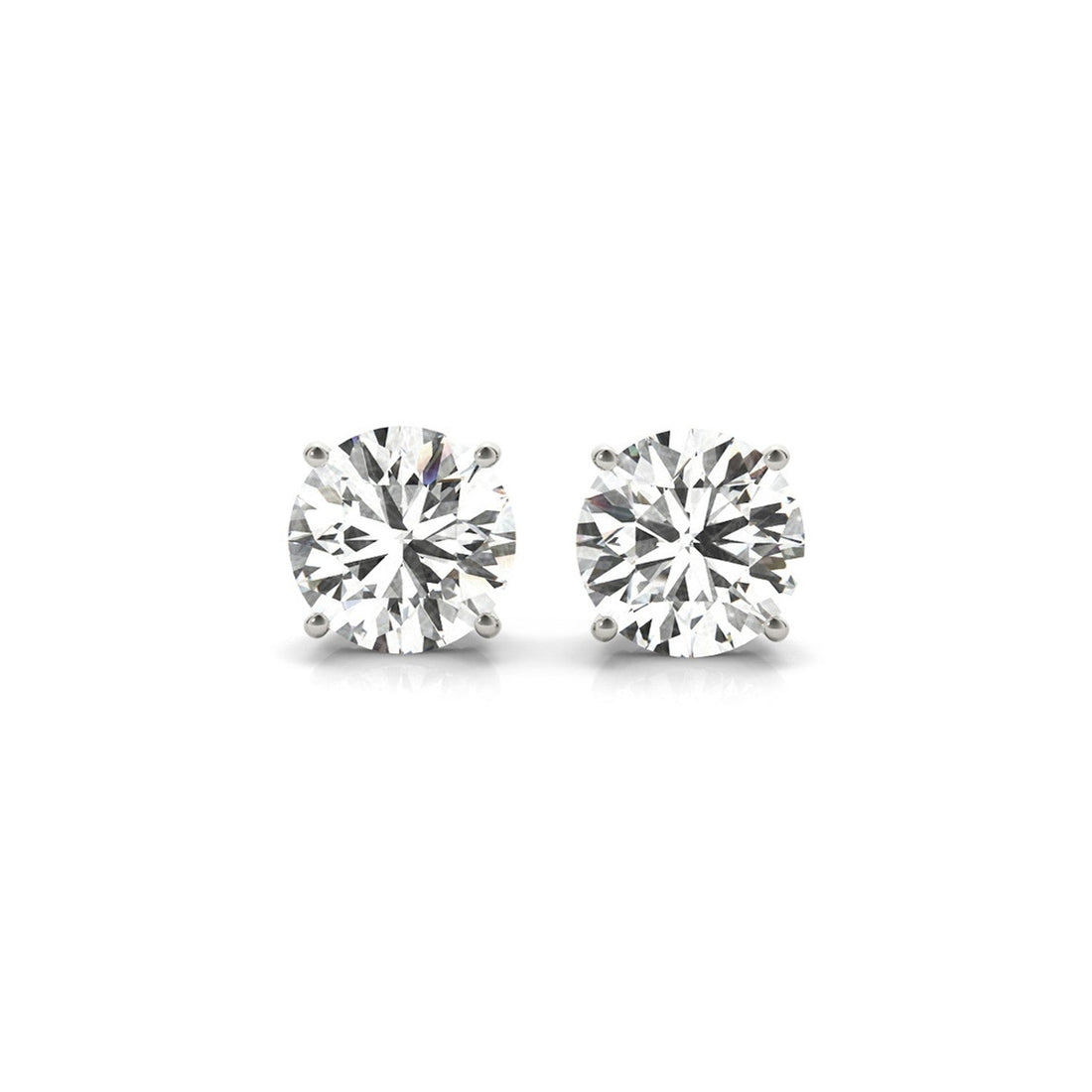 4 cttw Certified IGI Lab Grown Round Diamond Stud Earrings 14k White Gold(G/VS2) - DestGlow