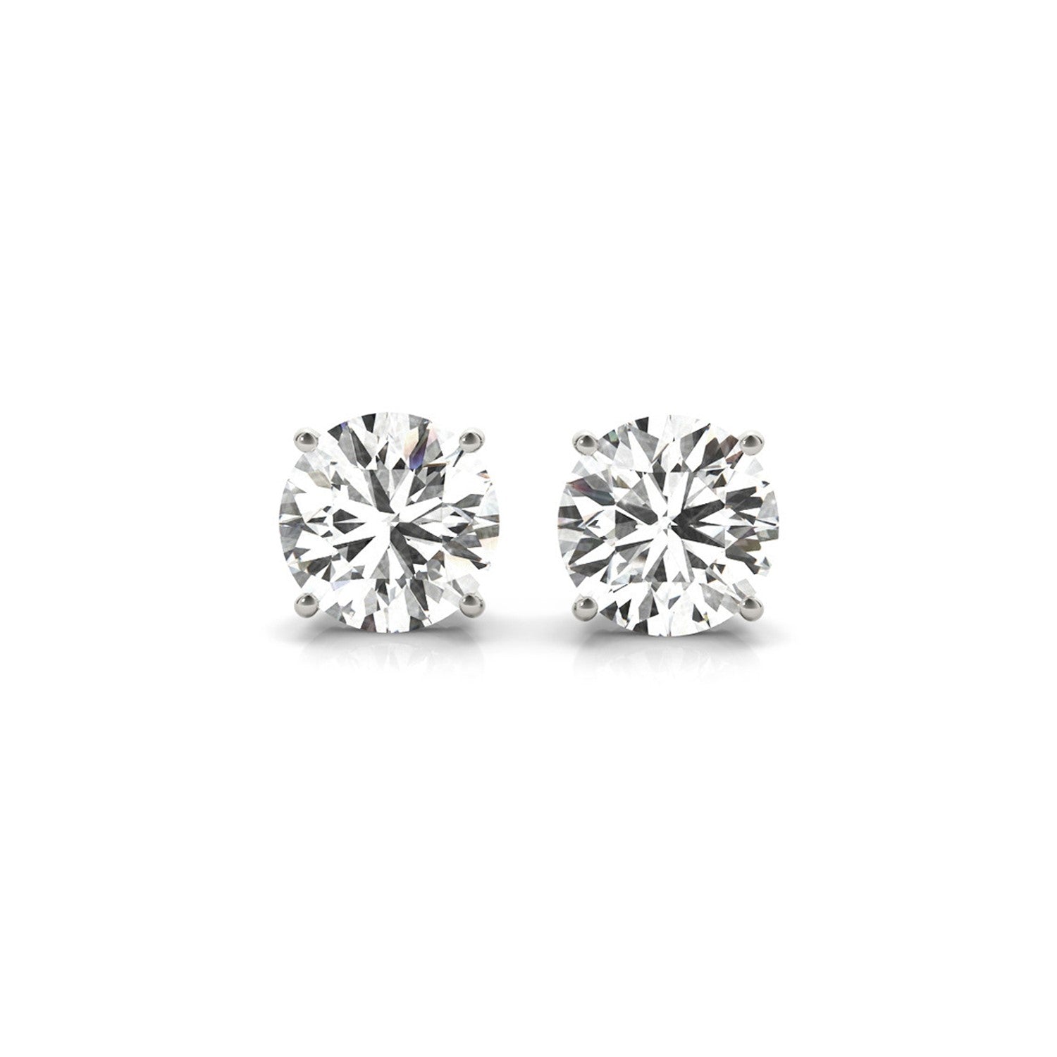 4 cttw Certified IGI Lab Grown Round Diamond Stud Earrings 14k White Gold(G/VS2) - DestGlow