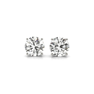 4 cttw Certified IGI Lab Grown Round Diamond Stud Earrings 14k White Gold(G/VS2) - DestGlow