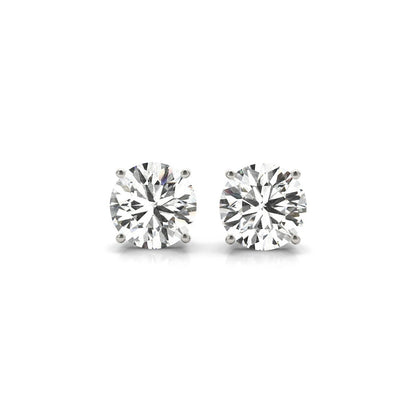 4 cttw Certified IGI Lab Grown Round Diamond Stud Earrings 14k White Gold(G/VS2) - DestGlow