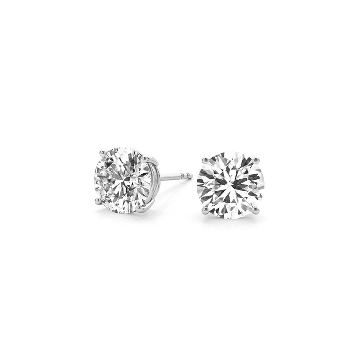 4 cttw Certified IGI Lab Grown Round Diamond Stud Earrings 14k White Gold(G/VS2) - DestGlow