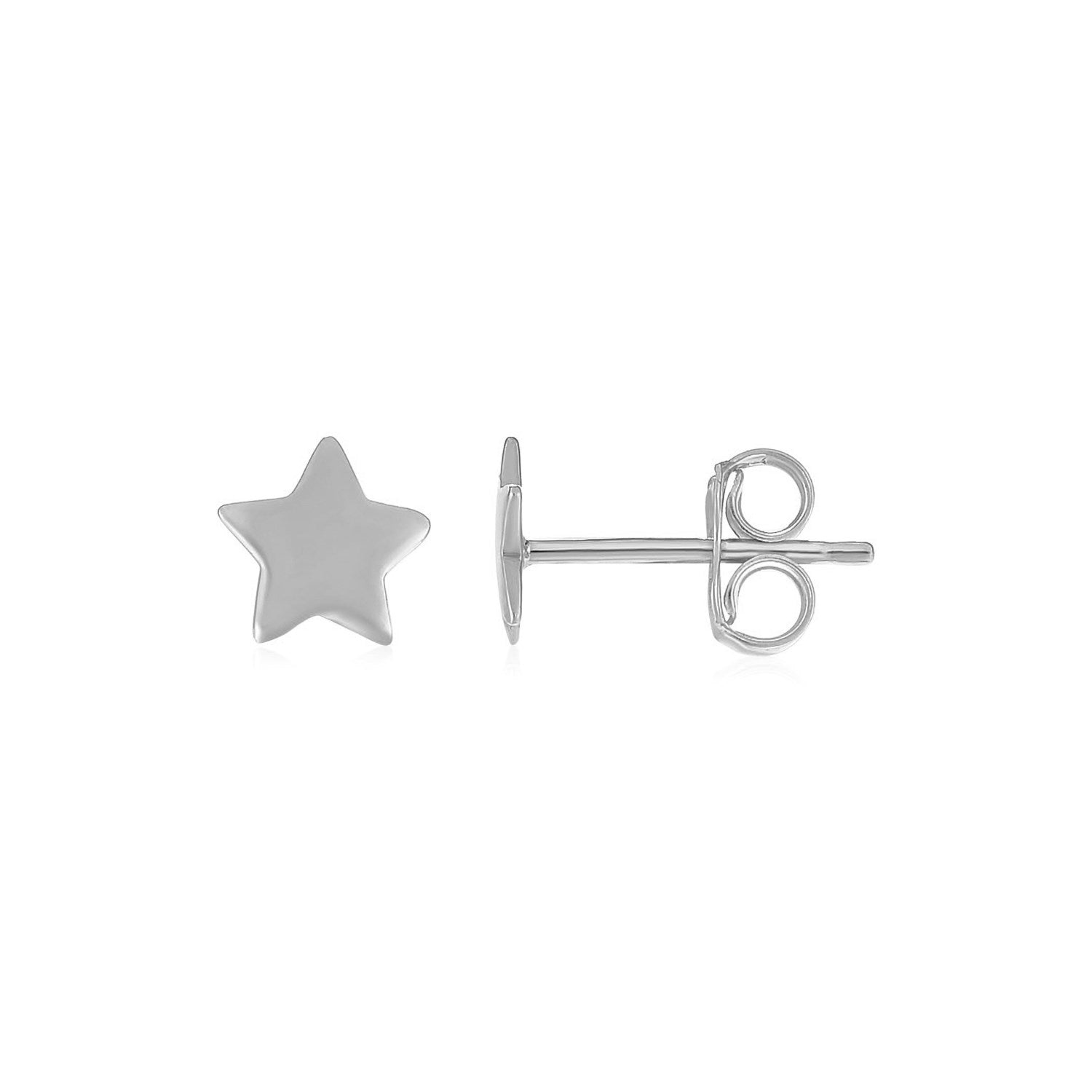 14k White Gold Post Earrings with Stars(6.5mm) by Avera Group