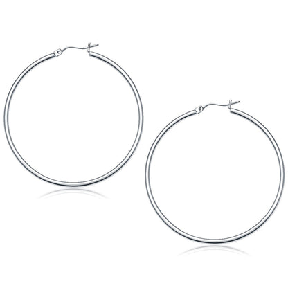 10k White Gold Polished Hoop Earrings (50 mm) by Bids.com