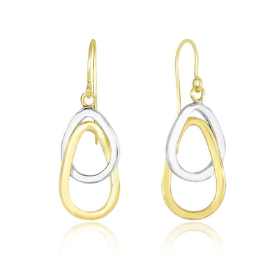 14k Two-Tone Gold Interlaced Open Teardrop Drop Earrings - earrings