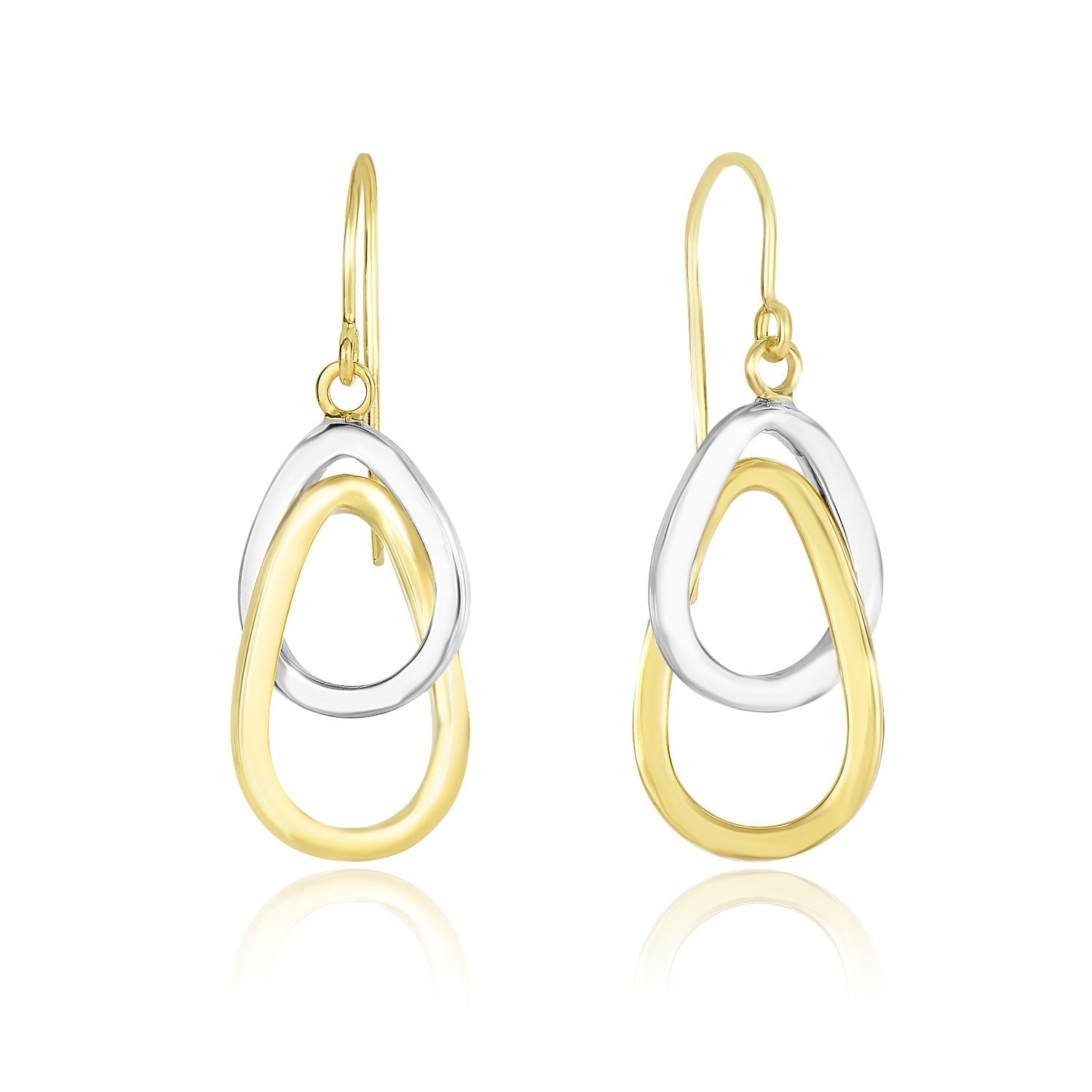 14k Two-Tone Gold Interlaced Open Teardrop Drop Earrings - earrings