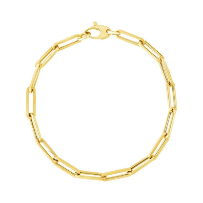14K Yellow Gold Bold Paperclip Chain Bracelet  DestGlow