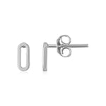 14k White Gold Paperclip Link Stud Earrings - earrings