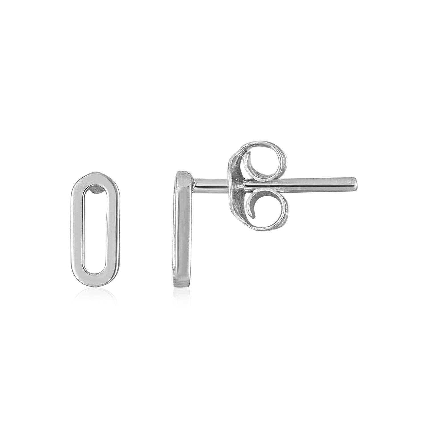 14k White Gold Paperclip Link Stud Earrings by Avera Group