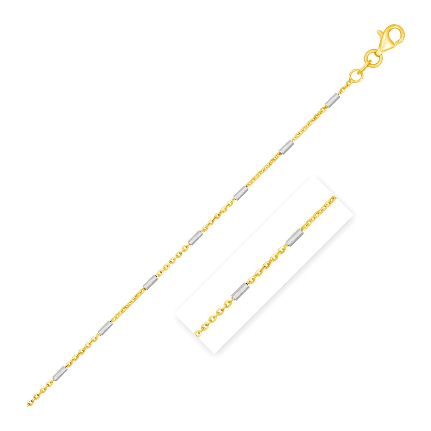 Bar Links Pendant Chain in 14k Two Tone Gold (1.4mm) by Bids.com
