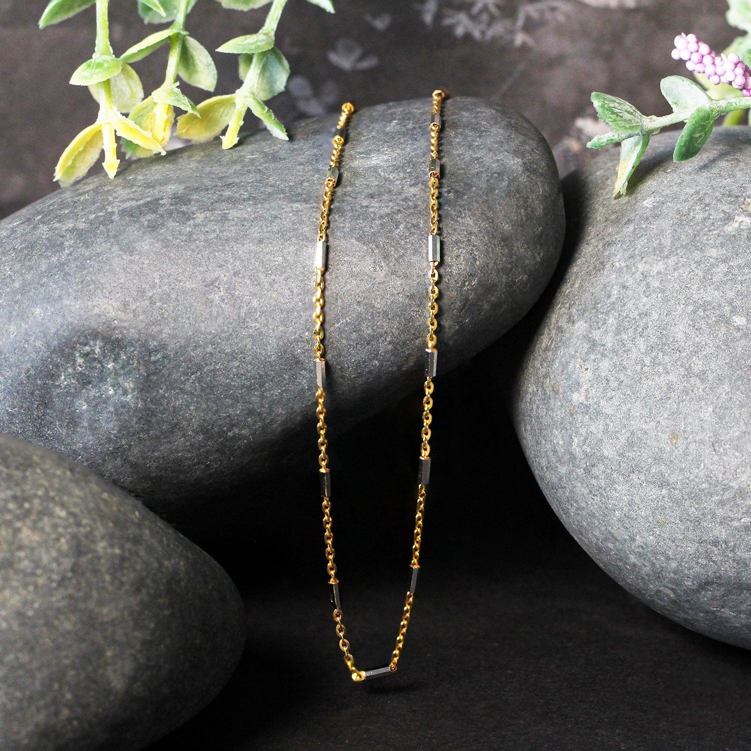 Bar Links Pendant Chain in 14k Two Tone Gold (1.4mm) by Bids.com