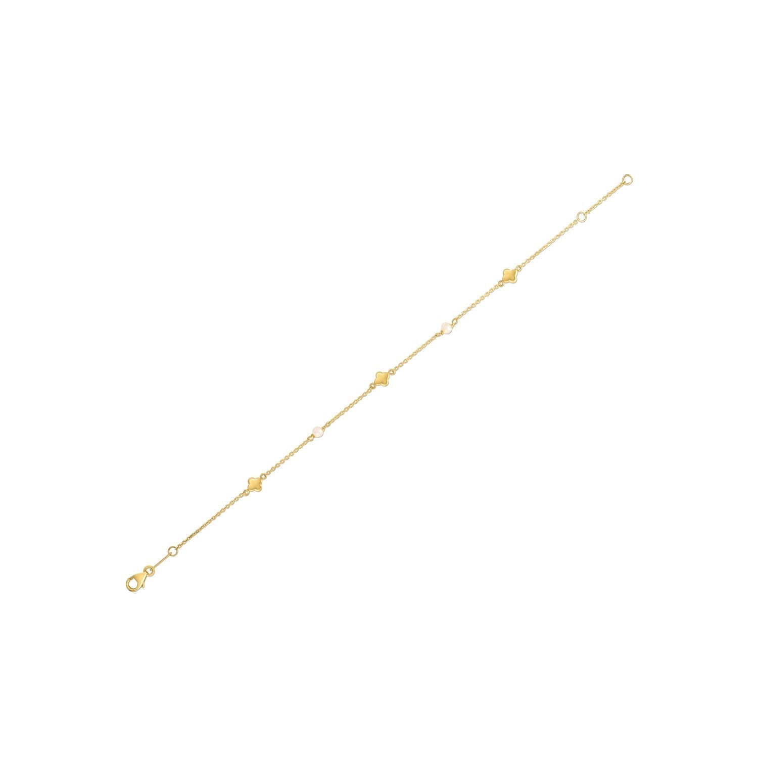 14k Yellow Gold Pearl Clover Bracelet 