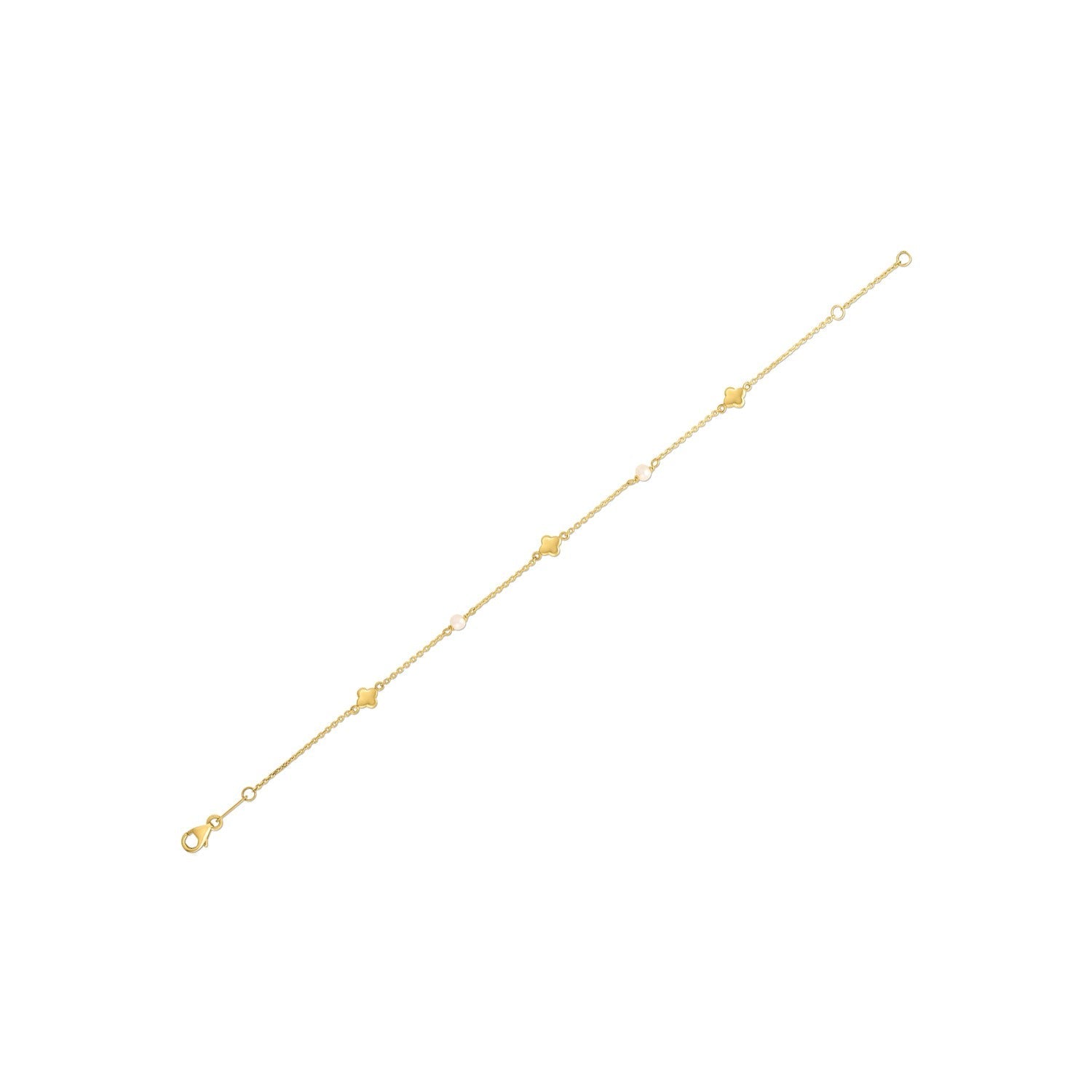 14k Yellow Gold Pearl Clover Bracelet by Bids.com