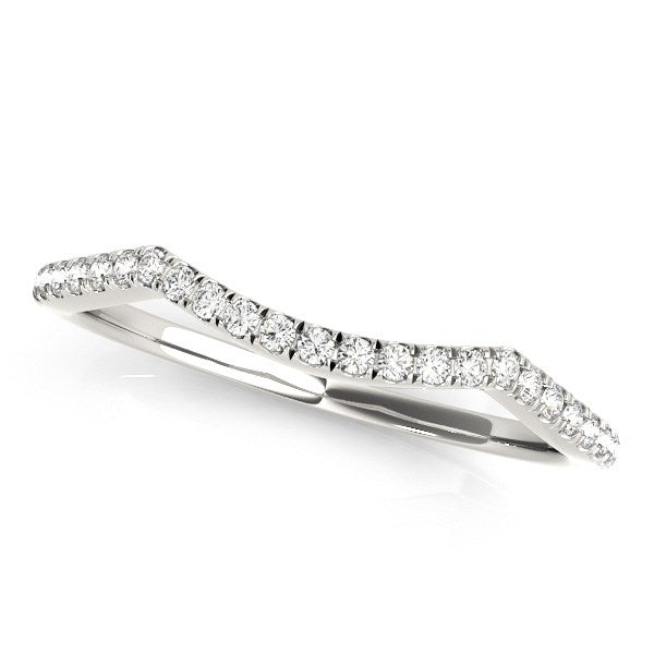 14k White Gold Diamond Pave Set Curved Wedding Band (1/8 cttw) by Bids.com