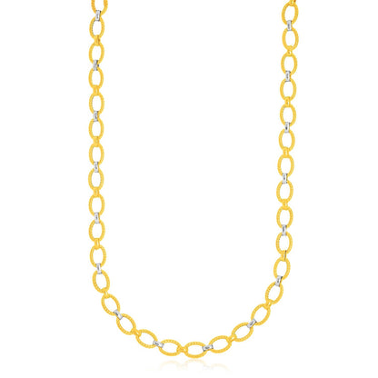 14k Two-Tone Gold Multi-Textured Oval Link Fancy Necklace by Bids.com