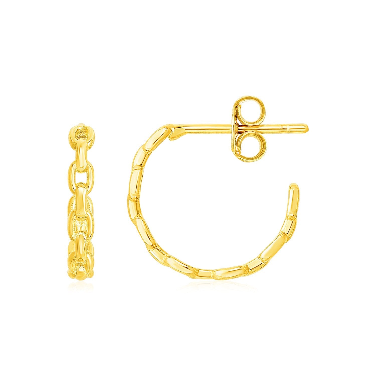 14k Yellow Gold Delicate Chain Hoop Earrings - earrings