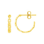 14k Yellow Gold Delicate Chain Hoop Earrings - earrings