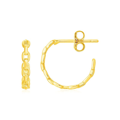 14k Yellow Gold Delicate Chain Hoop Earrings - earrings