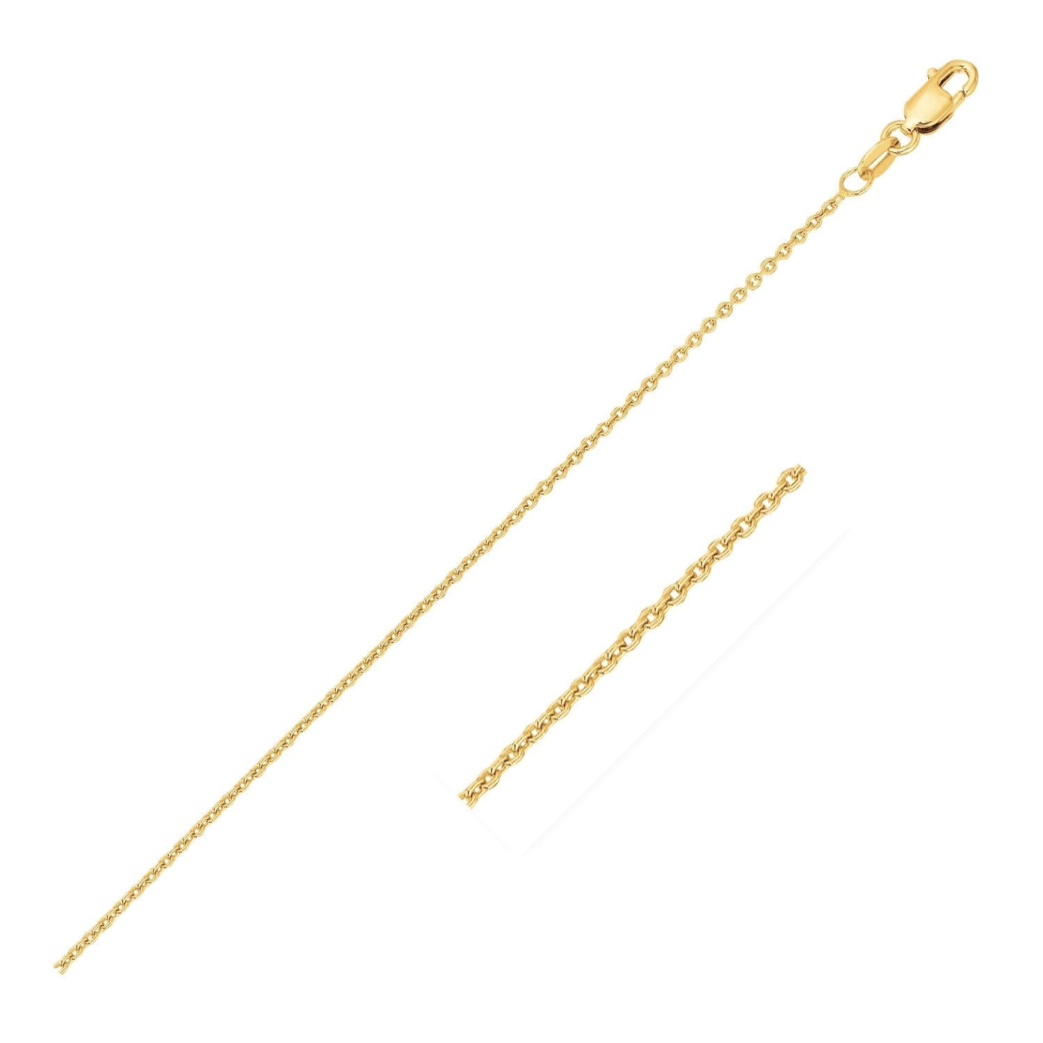 14k Yellow Gold Round Cable Link Chain 1.1mm  DestGlow