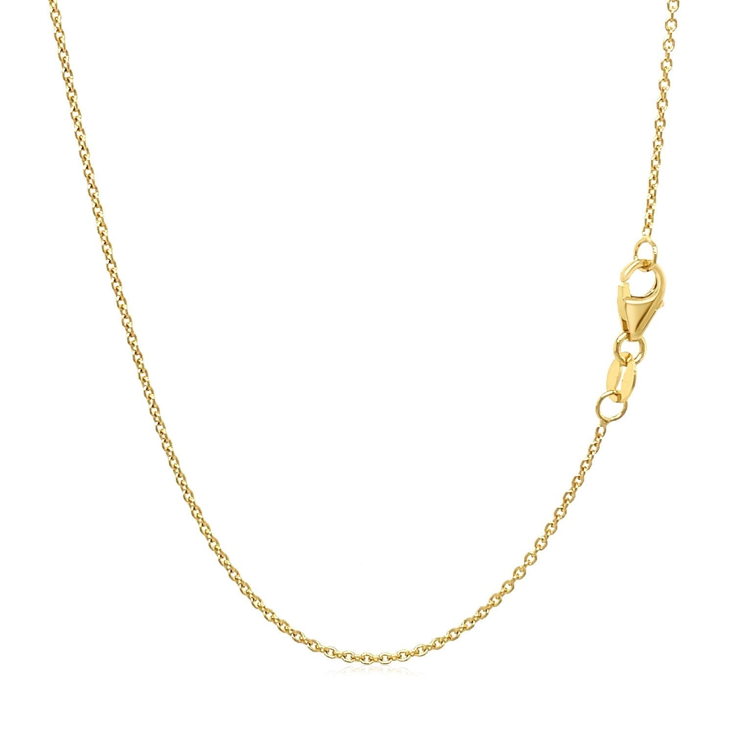 14k Yellow Gold Round Cable Link Chain 1.1mm  DestGlow