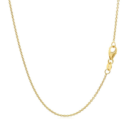 14k Yellow Gold Round Cable Link Chain 1.1mm  DestGlow