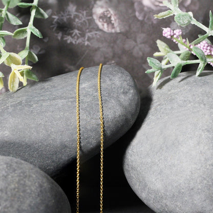 14k Yellow Gold Round Cable Link Chain 1.1mm  DestGlow