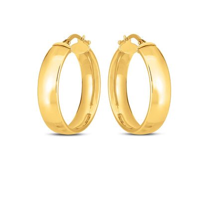 14k Yellow Gold Wedding Band Hoops (6x25mm) - DestGlow
