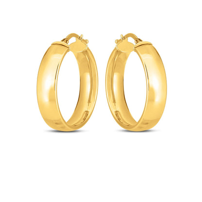 14k Yellow Gold Wedding Band Hoops (6x25mm) 