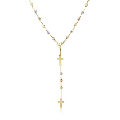 14k Tri-Color Gold Rosary Chain Necklace by Bids.com