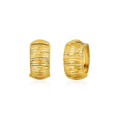 14k Yellow Gold Diamond Cut Hoop Design Earrings by Bids.com