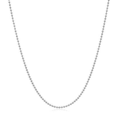 14k White Gold Bead Chain 1.0mm (1.00 mm) - DestGlow