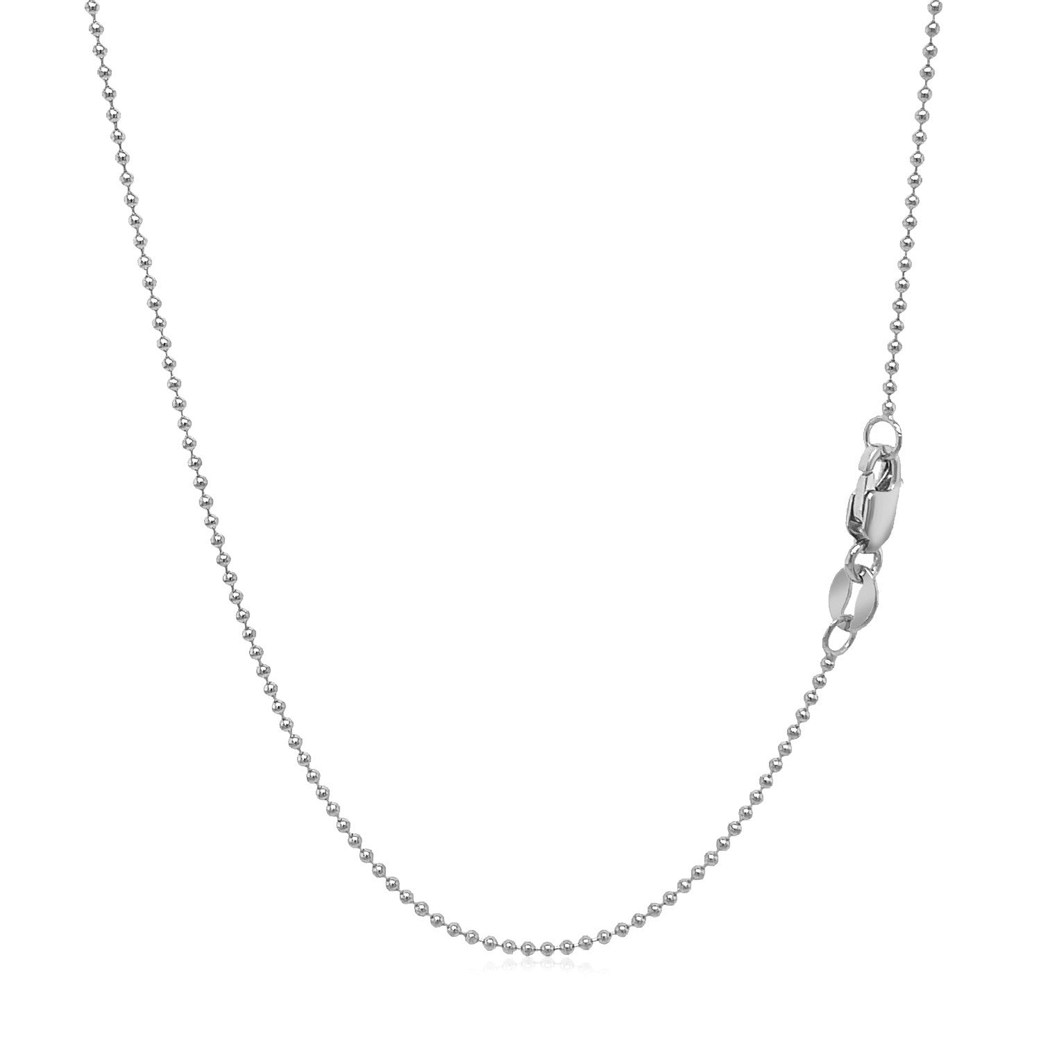 14k White Gold Bead Chain 1.0mm (1.00 mm) - DestGlow