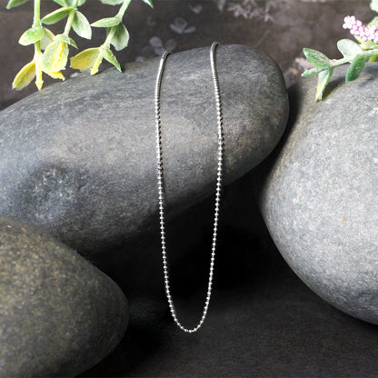 14k White Gold Bead Chain 1.0mm (1.00 mm) - DestGlow