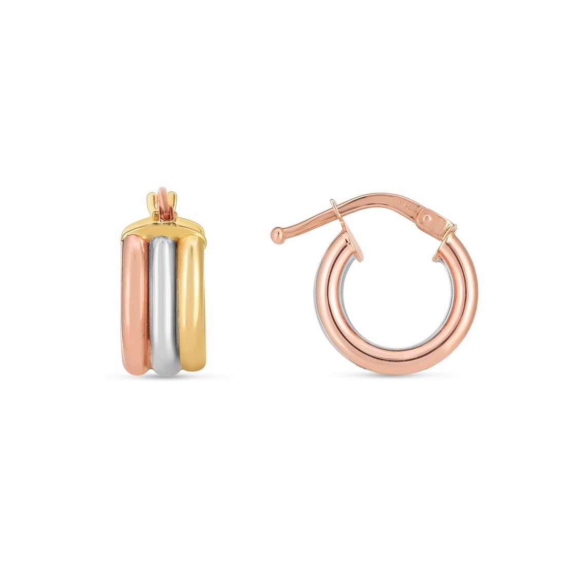 14k Tri Color Gold Trilogy Hoops - accessories