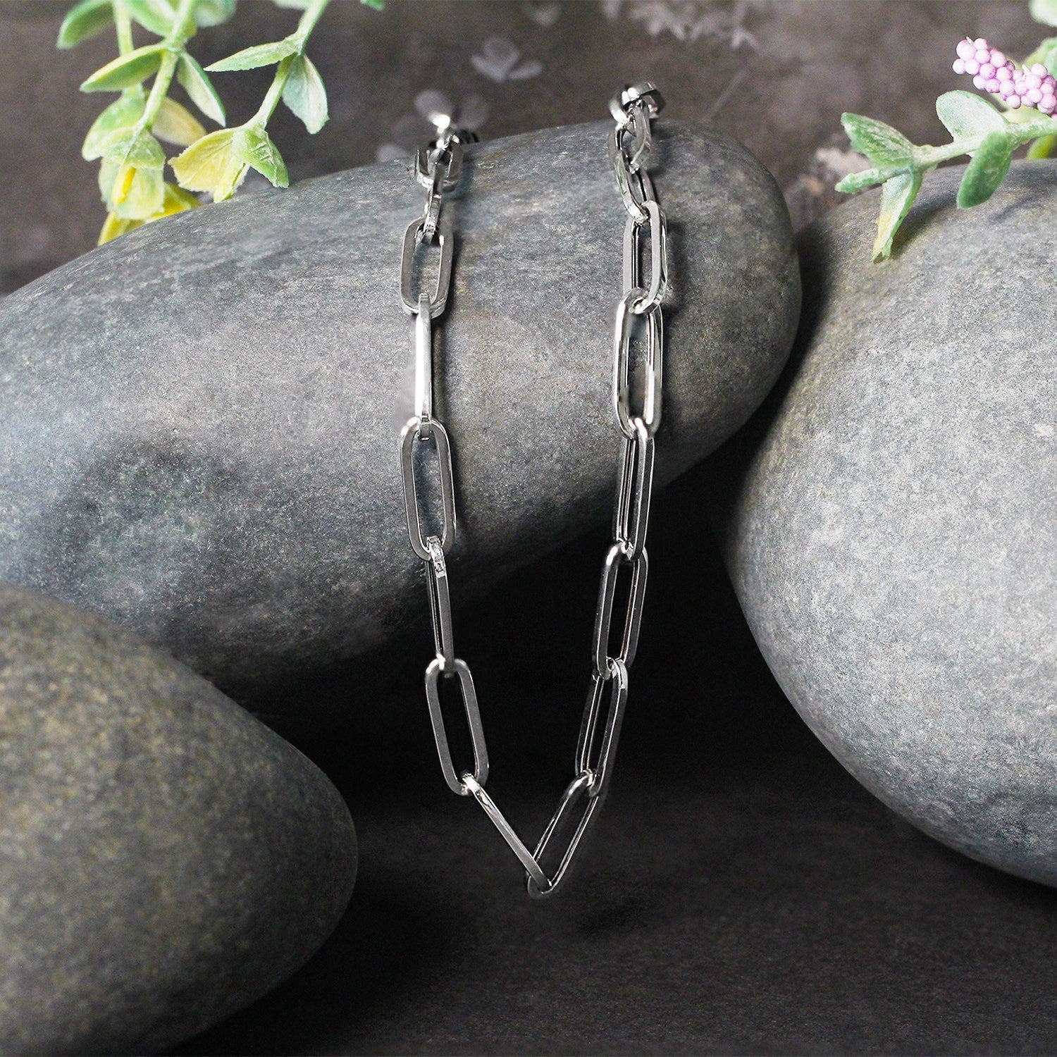 14k White Gold Bold Paperclip Chain (4.2 mm) by Bids.com