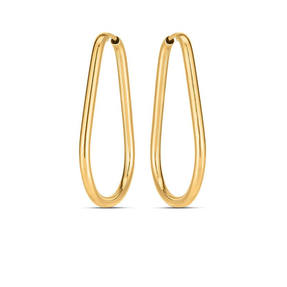 14k Yellow Gold Endless Pear Hoop Earrings - DestGlow